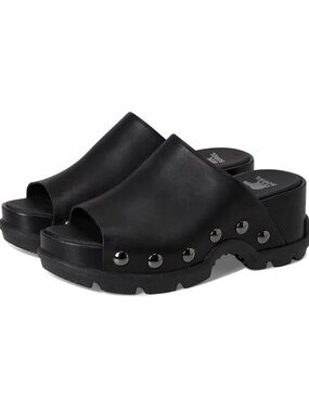 Sorry Black Studded Platform Clog Sandals - Women